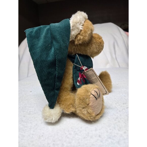 Boyds Bear B.J Bearricane Plush Bear with Green Candy Cane Scarf and Green Hat - Picture 7 of 15